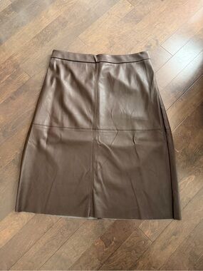 Penningtons Chocolate Brown Faux Leather Pencil Skirt